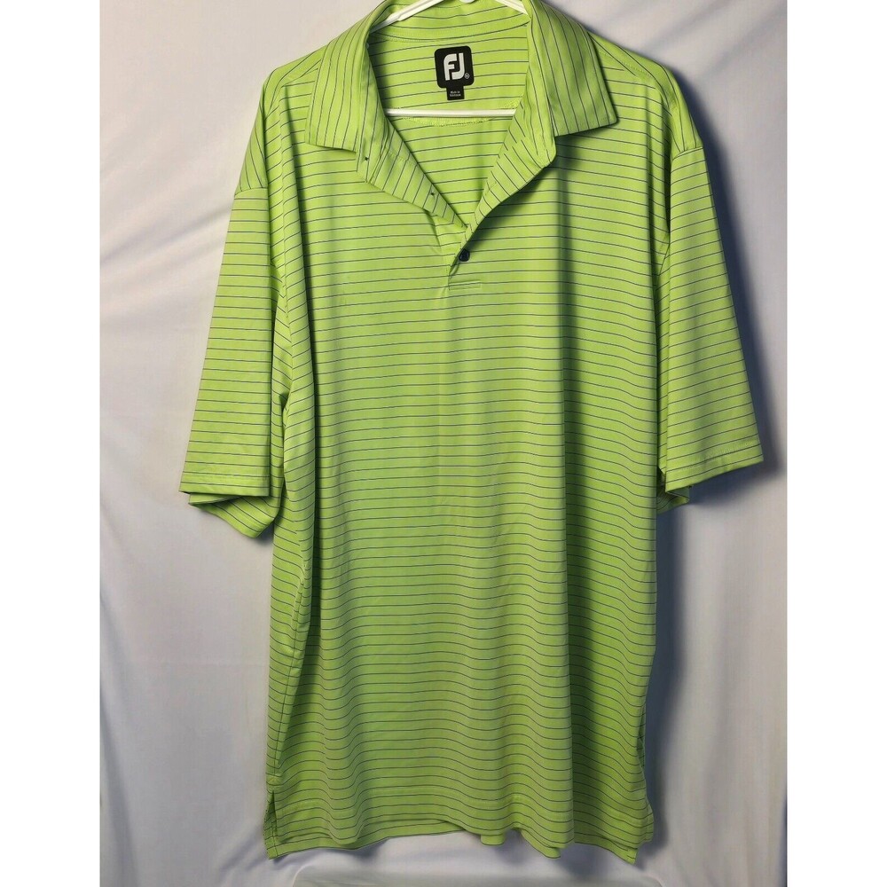 Footjoy FJ Performance Golf Polo Shirt XXL‎ - Green Striped, Breathable